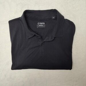 Cuts Polo Shirt Mens Large Black Curve-Hem Pyca Pro Stretch Casual Knit